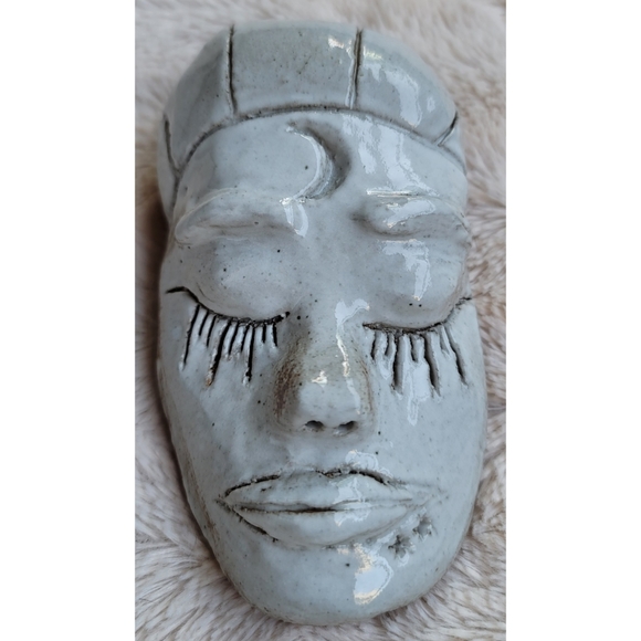 Other - Red clay with white glaze pottery face